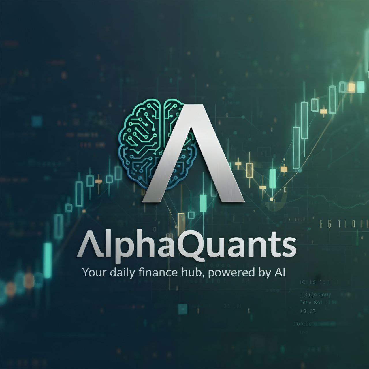 AlphaQuants logo and trading dashboard preview
